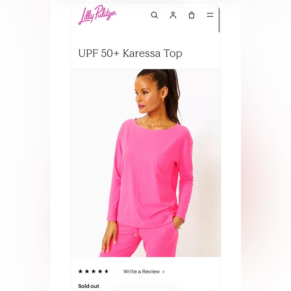 Like New Lilly Pulitzer *SOFT* Bright Pink Karessa SPF 50+Top, Size Medium - Picture 3 of 15